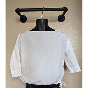Cedric Charlier classic white 100% cotton top with drawstring‎ women's size 4